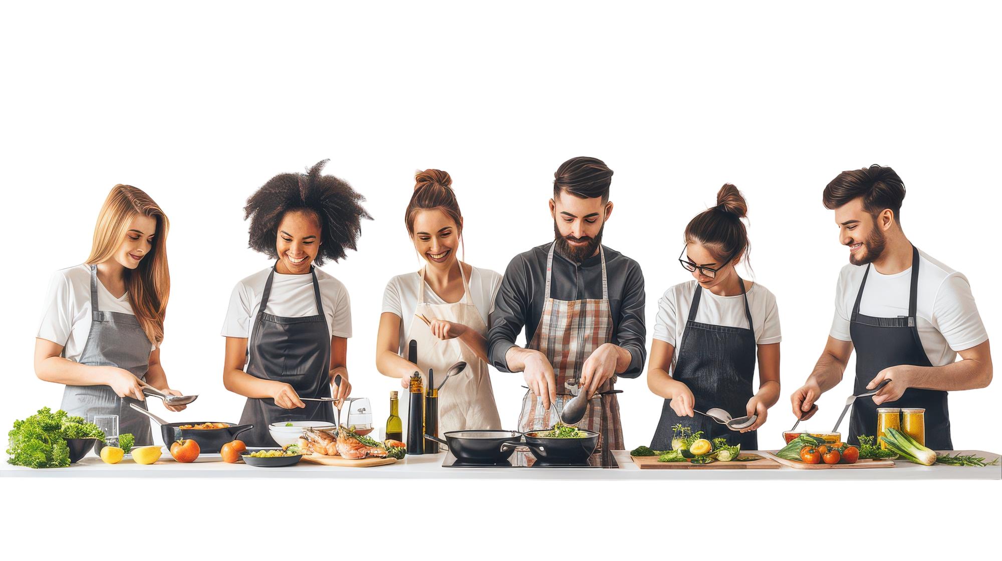 Small group workshop in a kitchen
